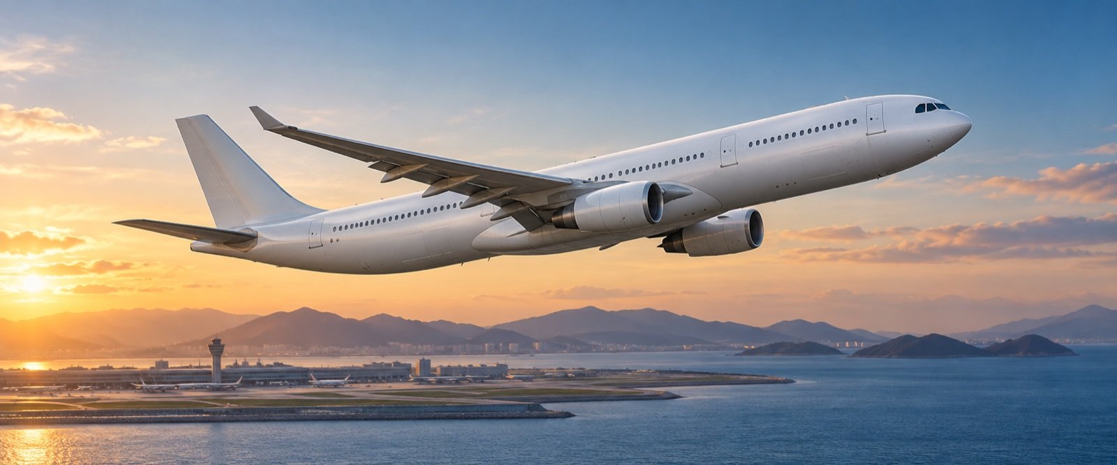 Commercial Airbus A330 aircraft in flight
